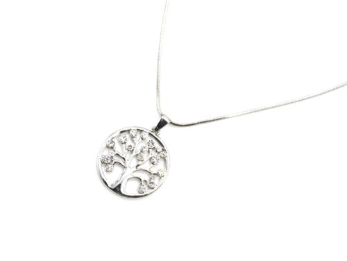 Collier-Fine-Chaine-et-Pendentif-Cercle-Arbre-de-Vie-Ajoure-Metal-Strass-Argente