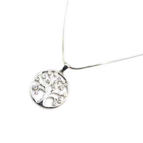 Collier-Fine-Chaine-et-Pendentif-Cercle-Arbre-de-Vie-Ajoure-Metal-Strass-Argente