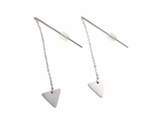 Boucles-dOreilles-Traversantes-Triangle-et-Fine-Chaine-Acier-Argente