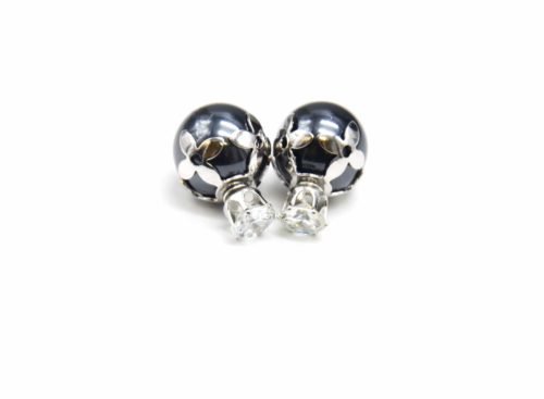 Boucles-dOreilles-Double-Pierre-Coupole-Fleurs-Metal-Argente-et-Perle-Nacree-Noire