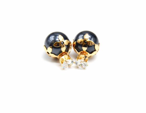 Boucles-dOreilles-Double-Pierre-Coupole-Fleurs-Metal-Dore-et-Perle-Nacree-Noir