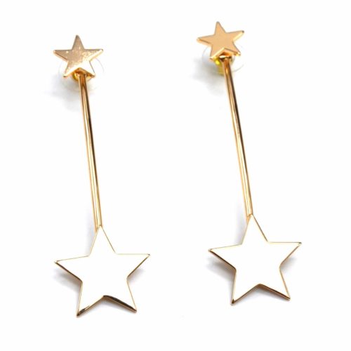 Loops-earrings-crossing-Petite-et-Grande-Etoiles-with-Barre-Metal-Dore