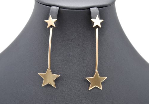 Boucles-dOreilles-Petite-et-Grande-Etoiles-avec-Barre-Metal-Dore