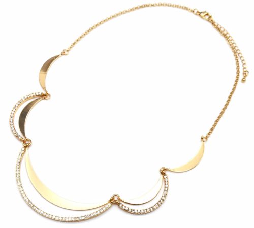 Collier-Plastron-Fine-Chaine-avec-Demi-Cercles-Ajoures-Metal-Strass-Dore