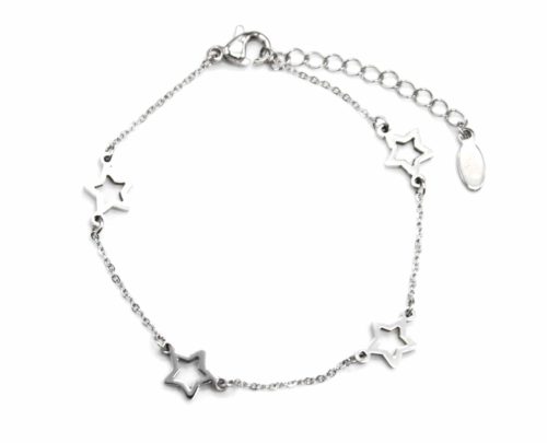 Bracelet-Fine-Chaine-avec-Charms-Etoiles-Acier-Argente