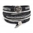 Bracelet-Double-Tour-Multi-Rangs-Noir-Ecailles-Strass-avec-Charms-Arbre-de-Vie-et-Aile