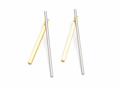 Boucles-dOreilles-Traversantes-Double-Barres-Metal-Mat-Argente-Dore