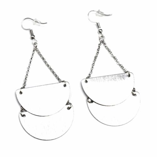 Boucles-dOreilles-Pendantes-Demi-Cercles-Metal-Brosse-Argente