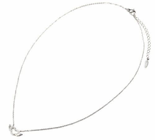 Collier-Fine-Chaine-et-Pendentif-Coeur-Aile-Acier-Argente-avec-Contour-Strass