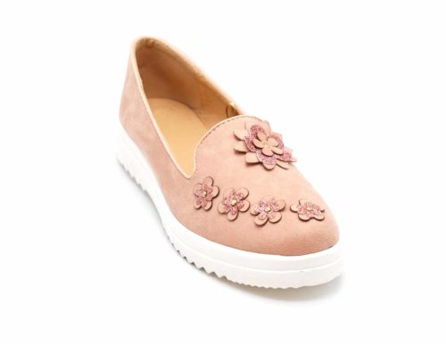 Mocassins-Slippers-Effet-Daim-Rose-avec-Multi-Fleurs-Paillettes-et-Semelle-Compensee-Blanche