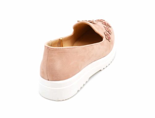 Mocassins-Slippers-Effet-Daim-Rose-avec-Multi-Fleurs-Paillettes-et-Semelle-Compensee-Blanche