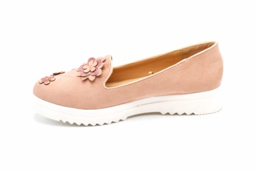 Mocassins-Slippers-Effet-Daim-Rose-avec-Multi-Fleurs-Paillettes-et-Semelle-Compensee-Blanche