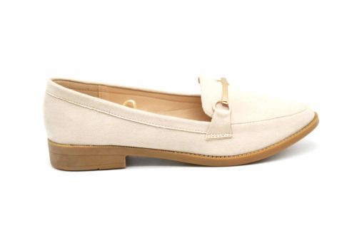 Mocassins-Slippers-Effet-Daim-Beige-avec-Barre-Metal-Dore-et-Petit-Talon