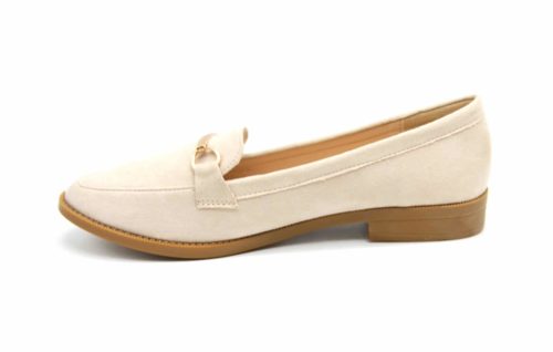 Mocassins-Slippers-Effet-Daim-Beige-avec-Barre-Metal-Dore-et-Petit-Talon