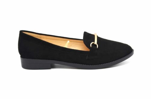 Mocassins-Slippers-Effet-Daim-Noir-avec-Barre-Metal-Dore-et-Petit-Talon