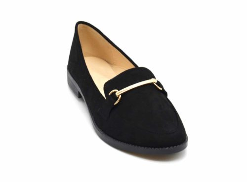 Mocassins-Slippers-Effet-Daim-Noir-avec-Barre-Metal-Dore-et-Petit-Talon