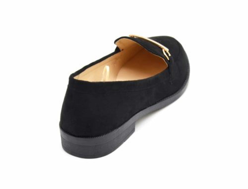 Mocassins-Slippers-Effet-Daim-Noir-avec-Barre-Metal-Dore-et-Petit-Talon