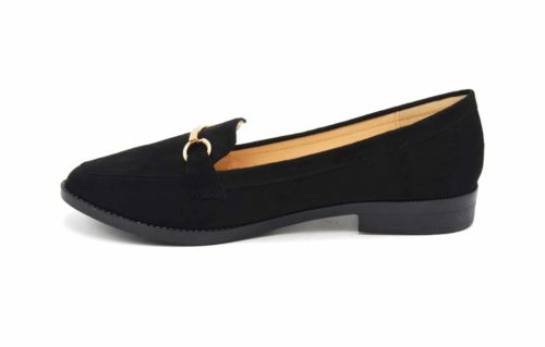 Mocassins-Slippers-Effet-Daim-Noir-avec-Barre-Metal-Dore-et-Petit-Talon