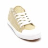 Baskets-Tennis-Sneakers-Toile-Uni-Beige-avec-Bout-Avant-et-Semelle-Blanche