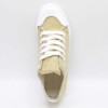 Baskets-Tennis-Sneakers-Toile-Uni-Beige-avec-Bout-Avant-et-Semelle-Blanche