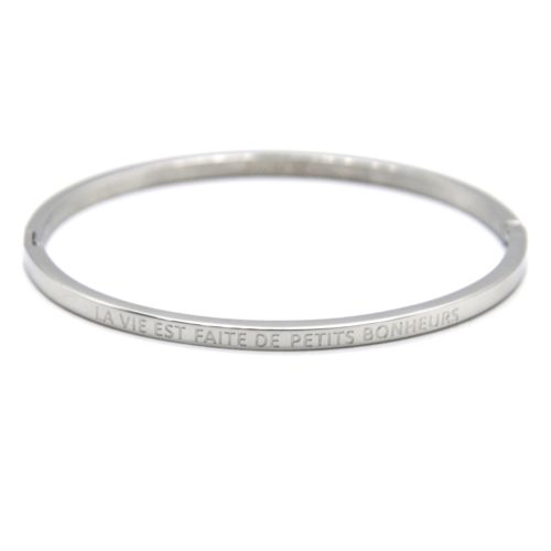 Bracelet-Jonc-Fin-Acier-Argente-avec-Message-La-Vie-est-Faite-de-Petits-Bonheurs