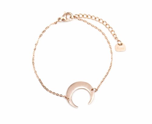 Bracelet-Fine-Chaine-avec-Charm-Corne-Lune-Acier-Or-Rose