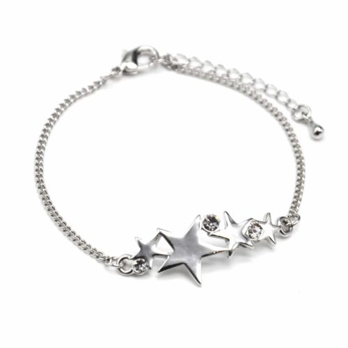 Bracelet-chain-with-Charm-Multi-Stars-Metal-silver-and-stones