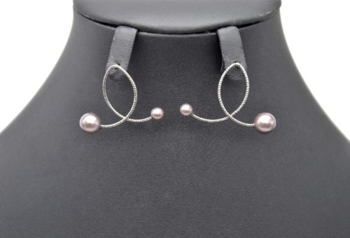 Boucles-dOreilles-Boucle-Metal-Torsade-Gris-et-Perles-Gris-Violet