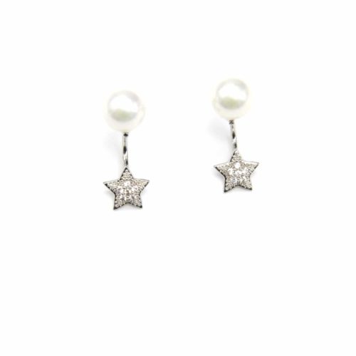 Earrings-earrings-traverses-bead-Ecru-et-Etoile-rhinestones-Zirconium-Silver
