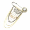 Broche-Epingle-Pierre-Strass-Perles-avec-Multi-Chaines-Metal-Ecru-Argente