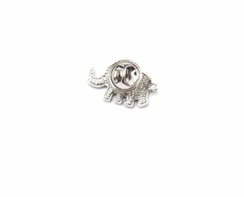 Mini-Broche-Pins-Elephant-Motif-Rayures-Noir-et-Metal-Argente