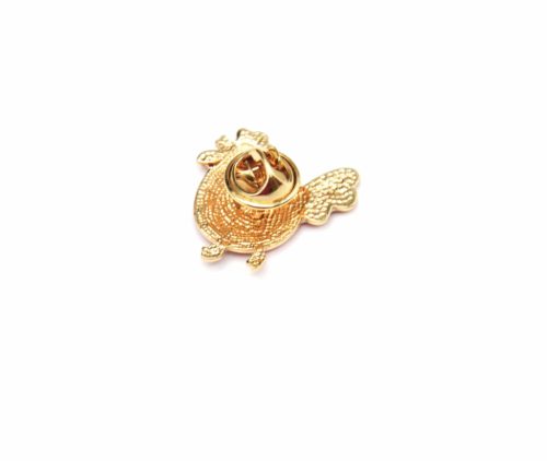 Mini-Broche-Pins-Poule-Motif-Fleuri-Corail-et-Metal-Dore