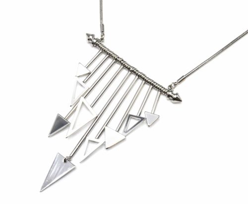 Collier-Plastron-Pendentif-Multi-Barres-avec-Charms-Triangles-Metal-Argente