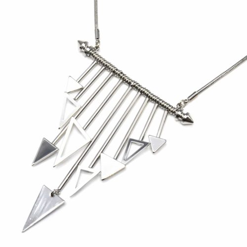 Collier-Plastron-Pendentif-Multi-Barres-avec-Charms-Triangles-Metal-Argente