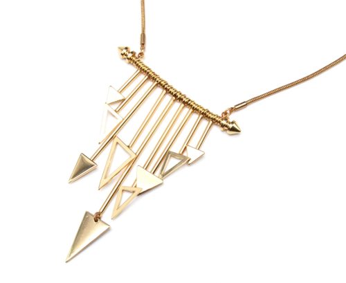 Collier-Plastron-Pendentif-Multi-Barres-avec-Charms-Triangles-Metal-Dore