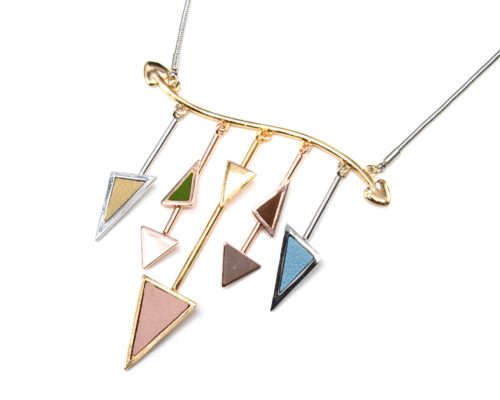 Collier-Plastron-Pendentif-Multi-Barres-Triangles-Simili-Cuir-Multicolore-et-Metal-Argente