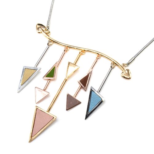 Collier-Plastron-Pendentif-Multi-Barres-Triangles-Simili-Cuir-Multicolore-et-Metal-Argente