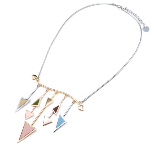 Collier-Plastron-Pendentif-Multi-Barres-Triangles-Simili-Cuir-Multicolore-et-Metal-Argente