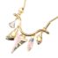 Collier-Plastron-Pendentif-Multi-Formes-Email-Rose-Pierres-et-Metal-Dore