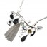 Collier-Plastron-Pendentif-Multi-Formes-Email-Noir-Perles-Pompon-Chaines-et-Metal-Argente