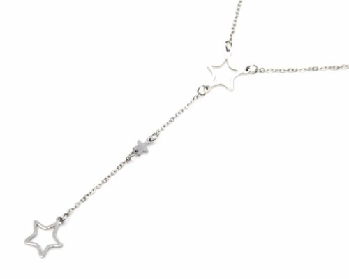 Collier-Fine-Chaine-Y-avec-Pendentif-Multi-Etoiles-Pendantes-Acier-Argente