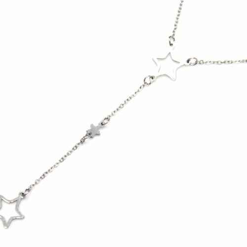 Collier-Fine-Chaine-Y-avec-Pendentif-Multi-Etoiles-Pendantes-Acier-Argente