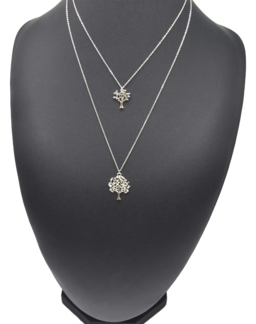 Collier-Double-Rangs-Pendentifs-Arbres-de-Vie-Metal-Argente