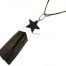 Sautoir-Collier-Pendentif-Etoiles-Metal-Mat-Noir-Argente-et-Chaines-Pendantes