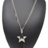 Sautoir-Collier-Pendentif-Etoiles-Metal-Mat-Noir-Argente-et-Chaines-Pendantes