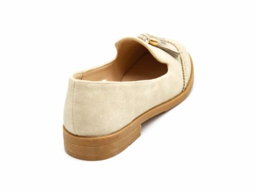 Mocassins-Slippers-Effet-Daim-Perfore-Beige-avec-Pompons-Franges-et-Petit-Talon