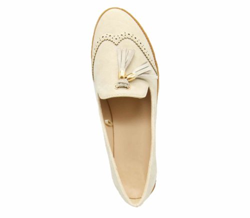 Mocassins-Slippers-Effet-Daim-Perfore-Beige-avec-Pompons-Franges-et-Petit-Talon