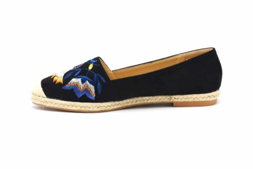 Espadrilles-Effet-Daim-Noir-avec-Motif-Attrape-Reves-Ethnique-Bout-et-Semelle-Paille