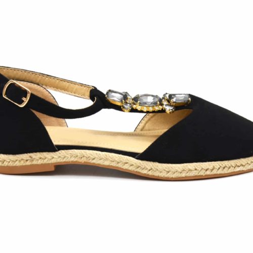 Espadrilles-Effet-Daim-Noir-avec-Bride-Cheville-Multi-Pierres-Grises-et-Semelle-Paille