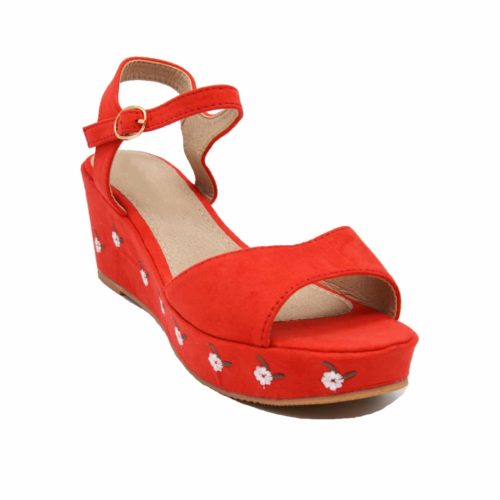 Sandales-a-Talon-Compense-Effet-Daim-Rouge-avec-Broderie-Fleurs-et-Bride